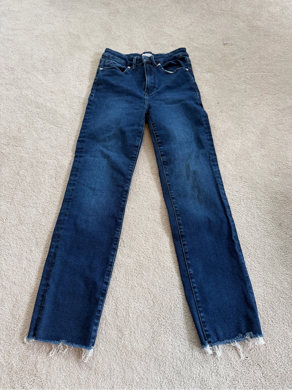 Good American Deep Indigo Straight Leg Jeans